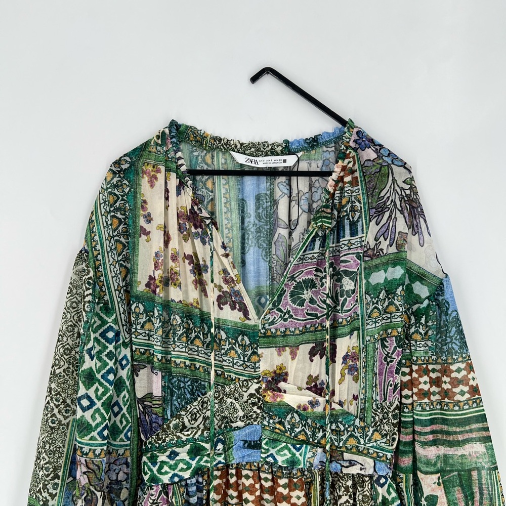 ZARA Multicolor Patterned Midi Dress